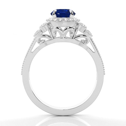 Prong Setting Round Blue Sapphire Vintage Ring