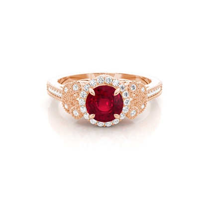 Prong Setting Round Ruby Vintage Ring