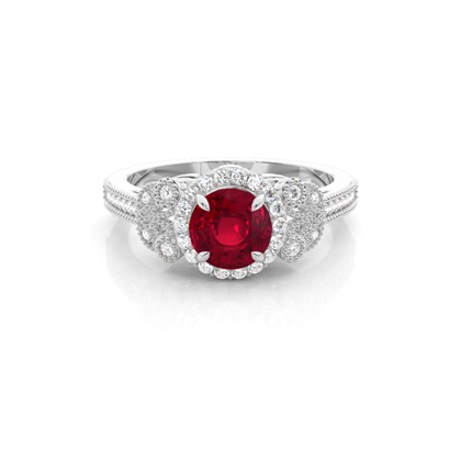 Prong Setting Round Ruby Vintage Ring