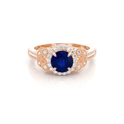 Prong Setting Round Blue Sapphire Vintage Ring