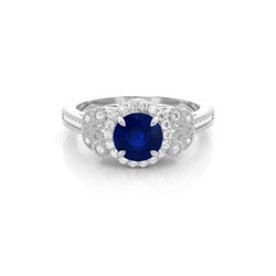 Prong Setting Round Blue Sapphire Vintage Ring
