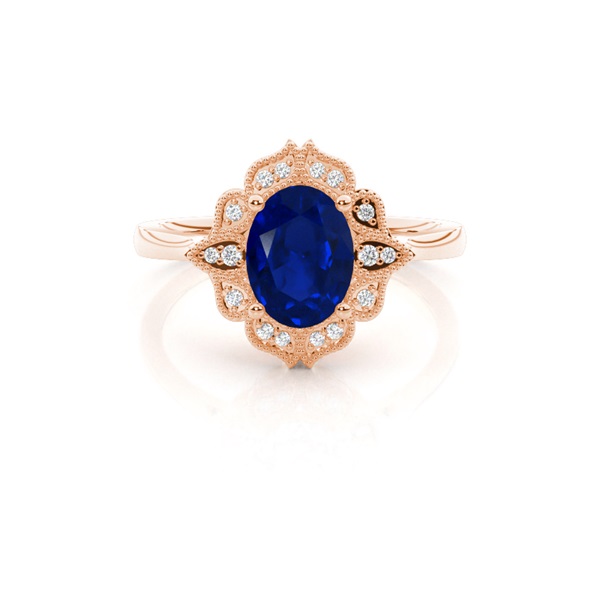 Prong Setting Oval Blue Sapphire Vintage Ring