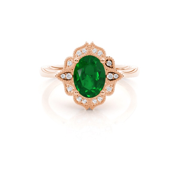 Prong Setting Oval Emerald Vintage Ring