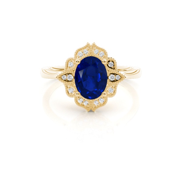 Prong Setting Oval Blue Sapphire Vintage Ring