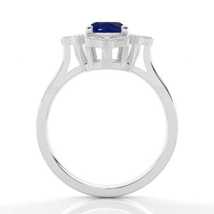 Prong Setting Oval Blue Sapphire Vintage Ring