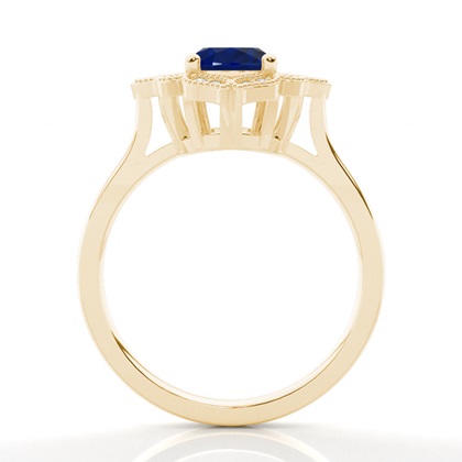 Prong Setting Oval Blue Sapphire Vintage Ring