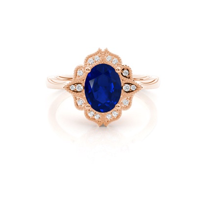 Prong Setting Oval Blue Sapphire Vintage Ring