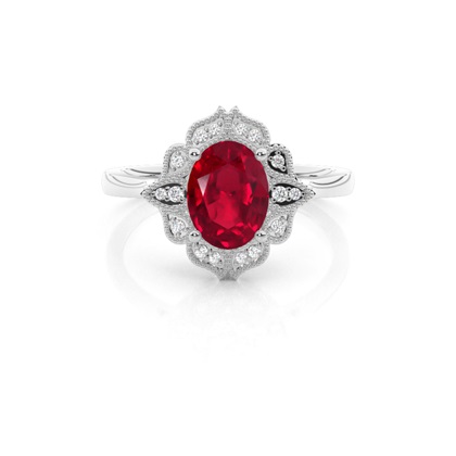 Prong Setting Oval Ruby Vintage Ring