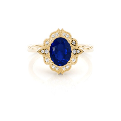 Prong Setting Oval Blue Sapphire Vintage Ring