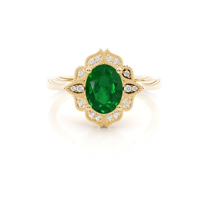 Prong Setting Oval Emerald Vintage Ring