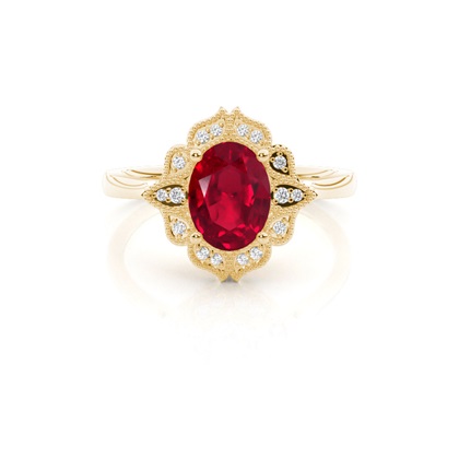 Prong Setting Oval Ruby Vintage Ring