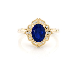 Prong Setting Oval Blue Sapphire Vintage Ring