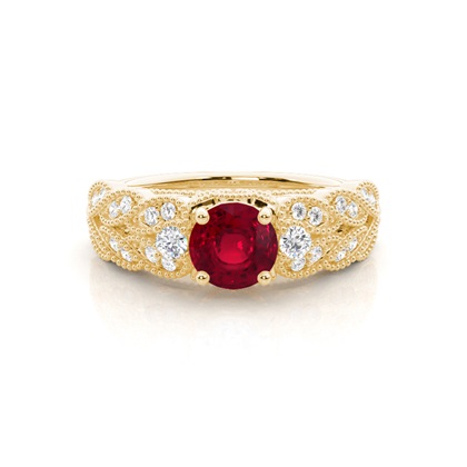 Yellow Gold Ruby Diamond Engagement Rings