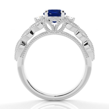 Prong Setting Round Blue Sapphire Vintage Ring