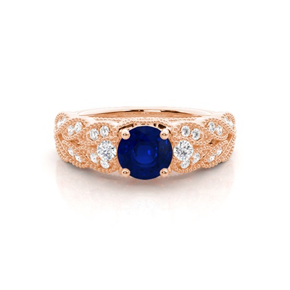 Prong Setting Round Blue Sapphire Vintage Ring