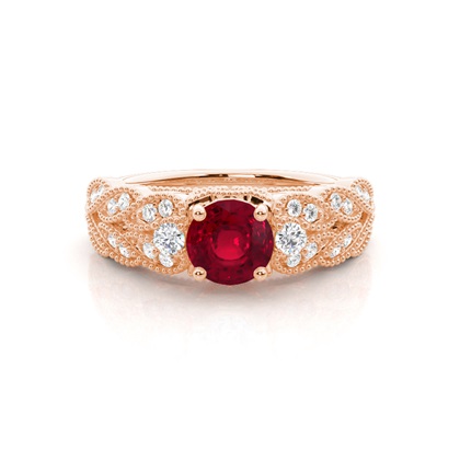 Prong Setting Round Ruby Vintage Ring