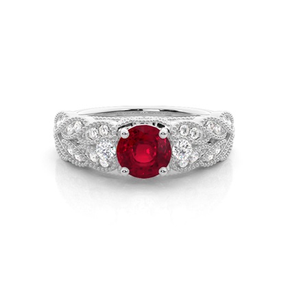 Prong Setting Round Ruby Vintage Ring