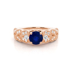 Prong Setting Round Blue Sapphire Vintage Ring