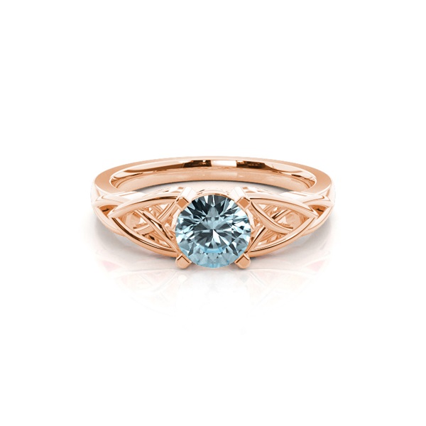 Prong Setting Round Aquamarine Solitaire Ring