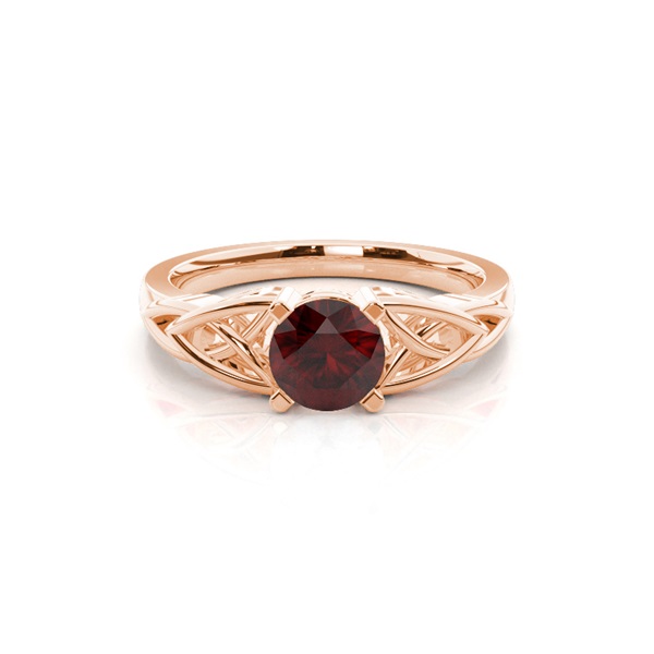 Prong Setting Round Garnet Solitaire Ring