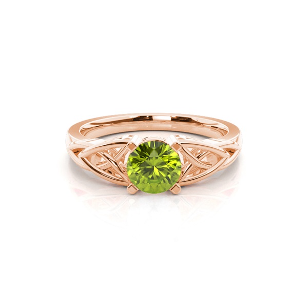Prong Setting Round Peridot Sapphire Solitaire Ring