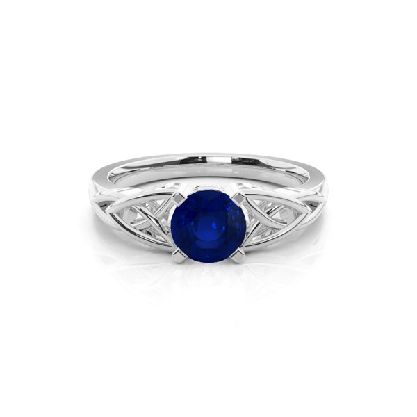 Prong Setting Round Blue Sapphire Solitaire Ring