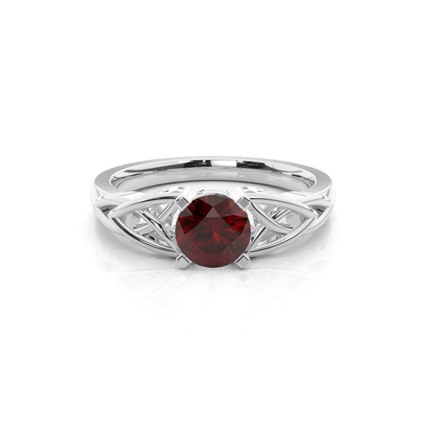 Prong Setting Round Garnet Solitaire Ring