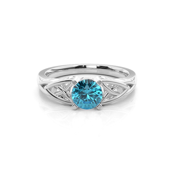 Prong Setting Round Blue Topaz Solitaire Ring
