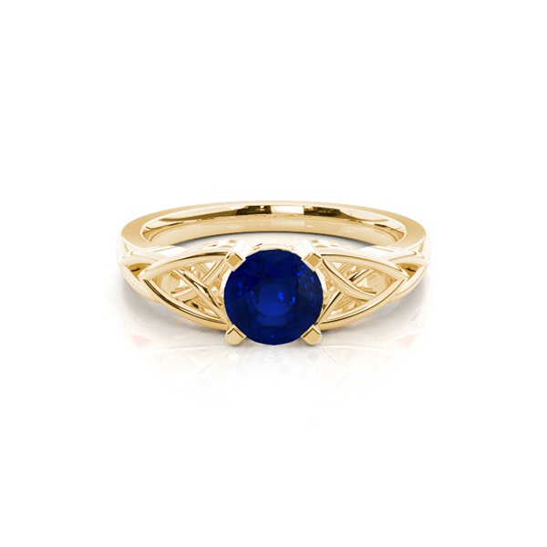 Prong Setting Round Blue Sapphire Solitaire Ring