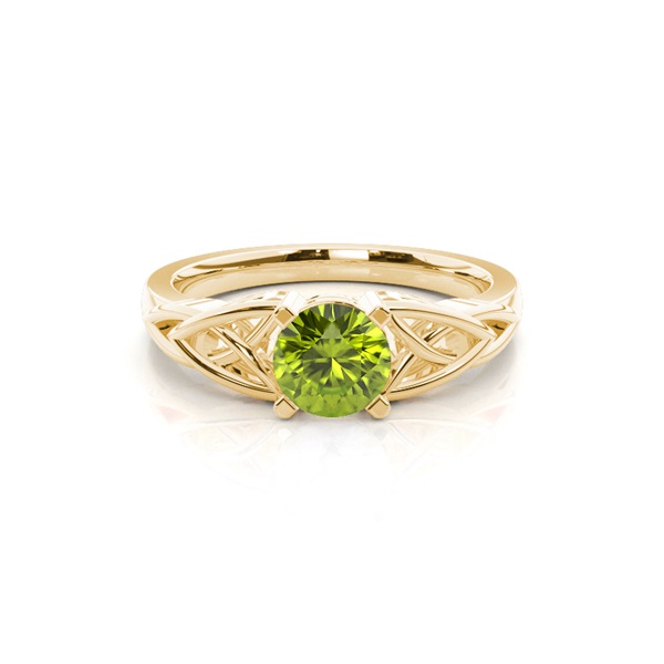 Prong Setting Round Peridot Sapphire Solitaire Ring