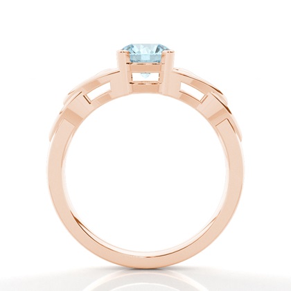 Prong Setting Round Aquamarine Solitaire Ring