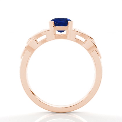 Runder Solitärring mit blauem Saphir in Krappenfassung