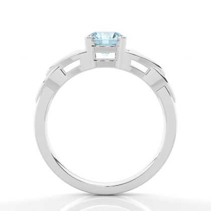 Prong Setting Round Aquamarine Solitaire Ring