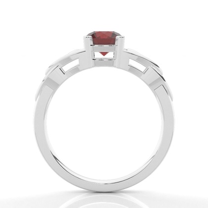 Prong Setting Round Garnet Solitaire Ring