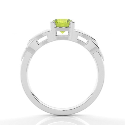 Prong Setting Round Peridot Sapphire Solitaire Ring