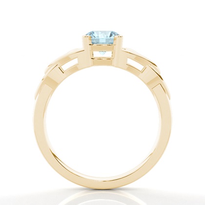 Prong Setting Round Aquamarine Solitaire Ring