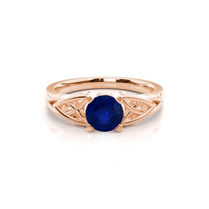 Prong Setting Round Blue Sapphire Solitaire Ring