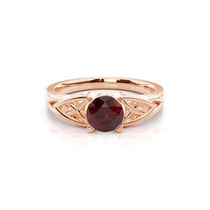 Prong Setting Round Garnet Solitaire Ring