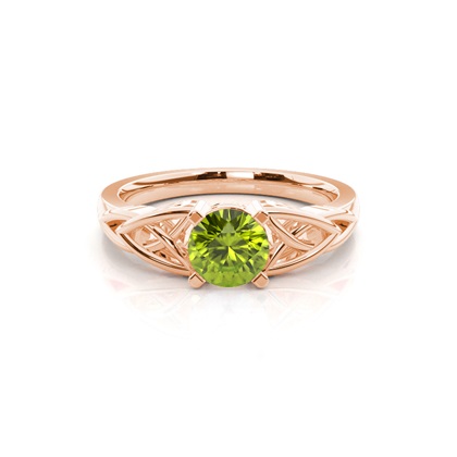 Prong Setting Round Peridot Sapphire Solitaire Ring