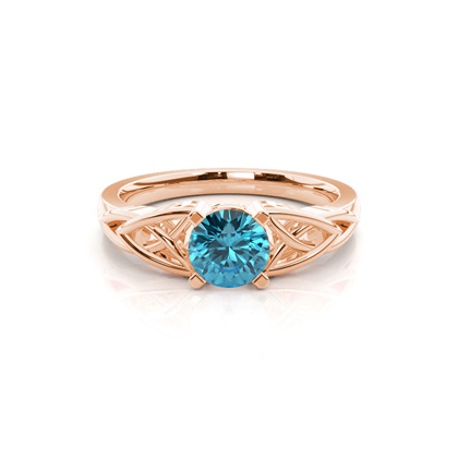 Prong Setting Round Blue Topaz Solitaire Ring
