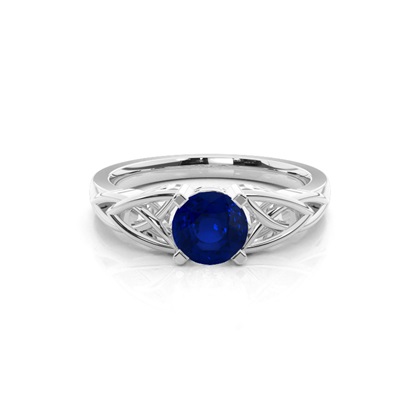 Prong Setting Round Blue Sapphire Solitaire Ring