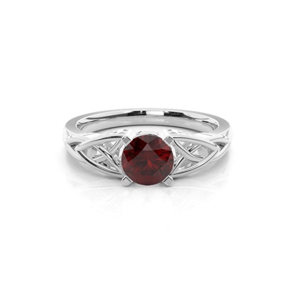 Prong Setting Round Garnet Solitaire Ring