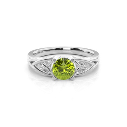 Prong Setting Round Peridot Sapphire Solitaire Ring