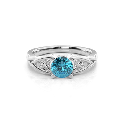 Prong Setting Round Blue Topaz Solitaire Ring