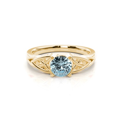 Prong Setting Round Aquamarine Solitaire Ring