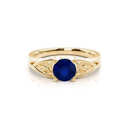 Prong Setting Round Blue Sapphire Solitaire Ring