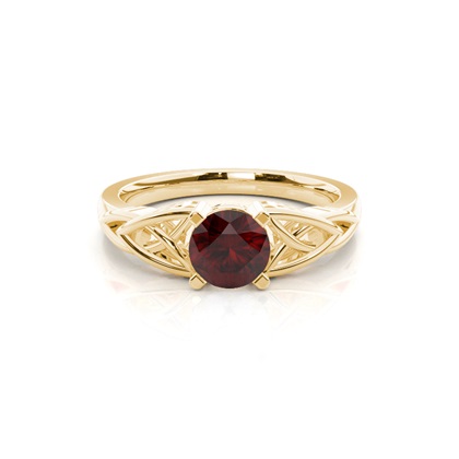 Prong Setting Round Garnet Solitaire Ring