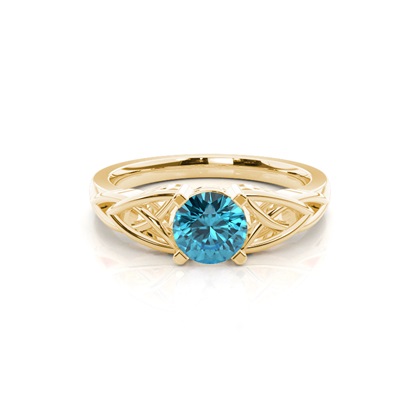 Prong Setting Round Blue Topaz Solitaire Ring