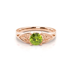 Prong Setting Round Peridot Sapphire Solitaire Ring