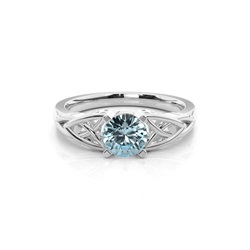 Prong Setting Round Aquamarine Solitaire Ring